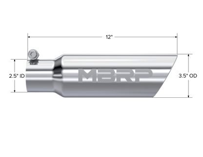 MBRP Tip. 3in. O.D. Dual Wall Angled 2in. inlet 12in. length. T304. T5106