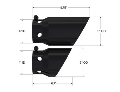 MBRP 4in. inlet 5in. Tip Cover Set-6 in. and 9 in. in length. BLK. T5111BLK