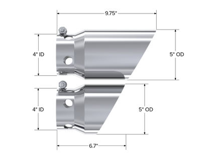 MBRP 4in. inlet 5in. Tip Cover Set-6 in. and 9 in. in length. T304. T5111