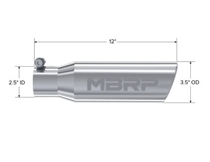 MBRP Tip. 3in. O.D. Angled Rolled End 2in. inlet 10in. length. T304. T5113