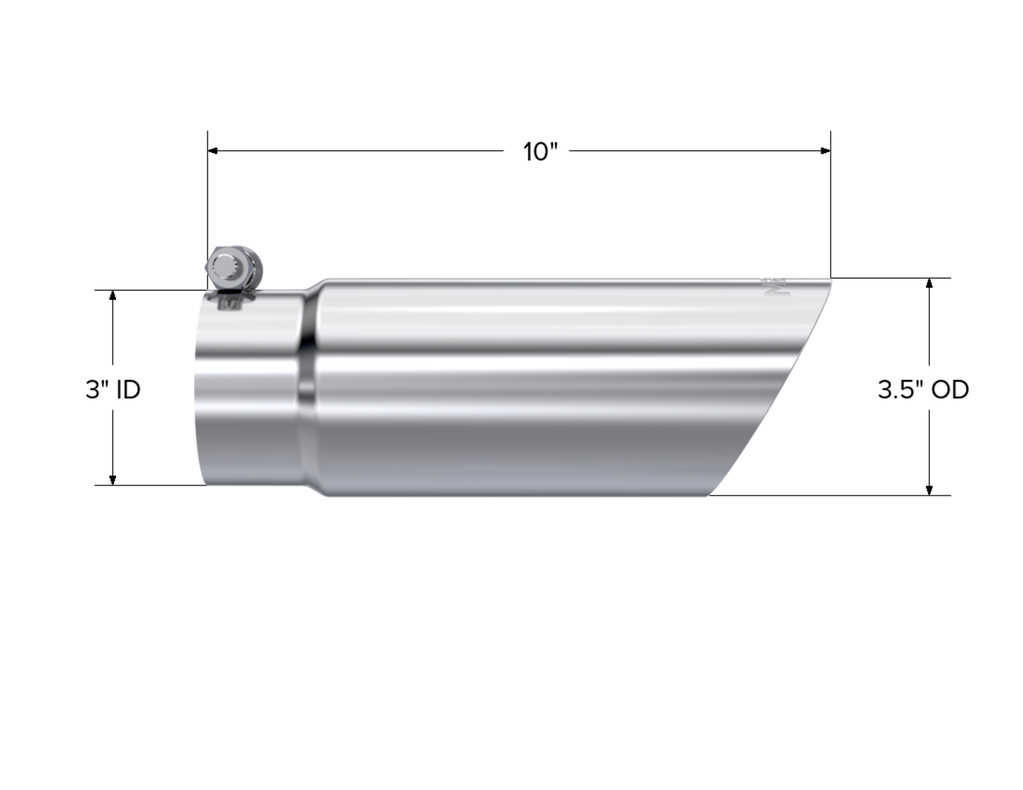 MBRP Tip. 3in. O.D. Dual Wall Angled End 3in. inlet 12in. length. T304 Stainless. T5114