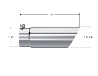 MBRP Tip. 3in. O.D. Dual Wall Angled End 3in. inlet 12in. length. T304 Stainless. T5114