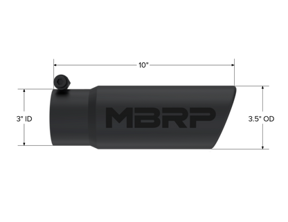MBRP Tip. 3.5in. O.D. Angled Rolled End. 3in. I.D. inlet. 10in. length. BLK. T5115BLK