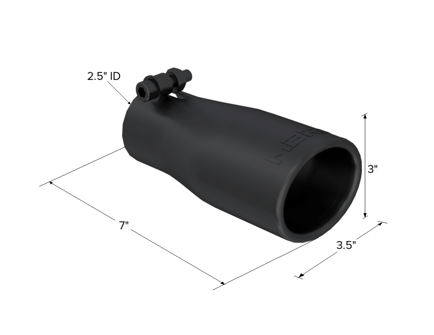 MBRP Tip. 3 in. O.D. Oval 2in. inlet 7 1/16in. length. BLK. T5116BLK