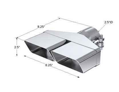 MBRP 8In x 2 1/2in ID. Rectangle. 2 1/2in Inlet. 8 1/4in Length. T304. T5118