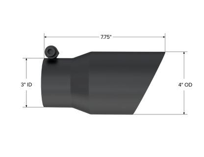 MBRP Tip. 4in. O.D.. Dual Wall Angled. 3in. inlet. 8in. Length. T5122BLK