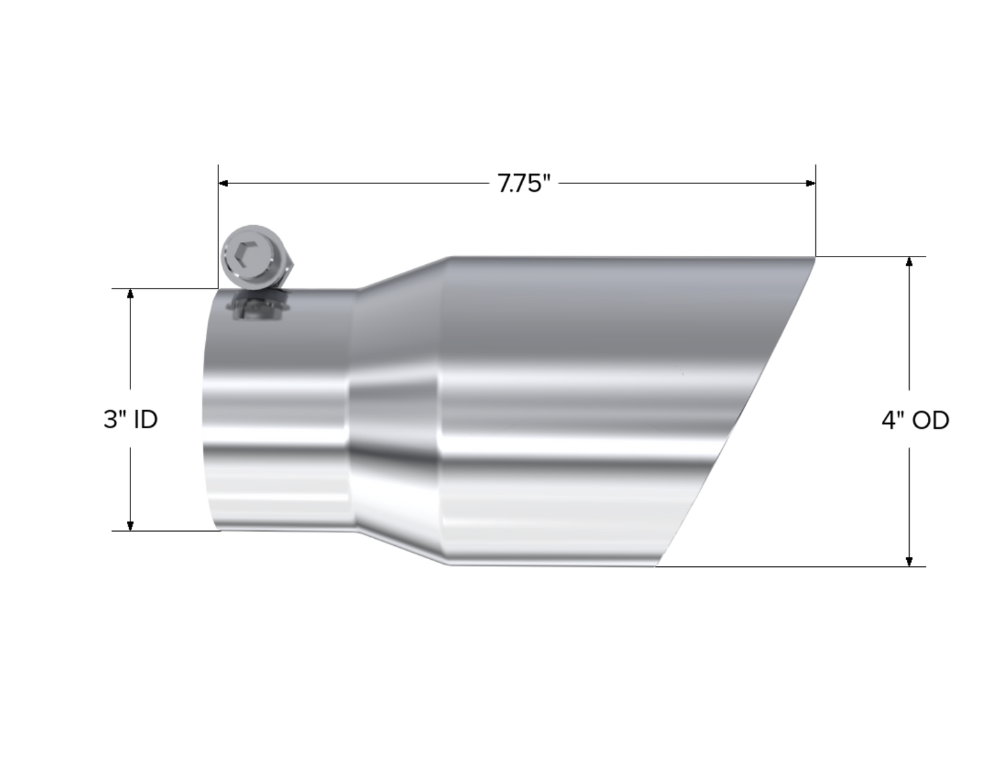MBRP Tip. 4in. O.D.. Dual Wall Angled. 3in. inlet. 8in. length. T304. T5122
