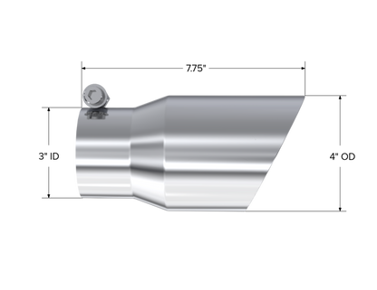 MBRP Tip. 4in. O.D.. Dual Wall Angled. 3in. inlet. 8in. length. T304. T5122