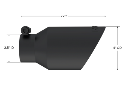 MBRP Tip. 4in. O.D.. Dual Wall Angled. 2in. inlet. 8in. length. BLK. T5123BLK