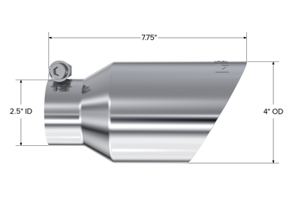 MBRP Tip. 4in. O.D.. Dual Wall Angled. 2in. inlet. 8in. length. T304. T5123