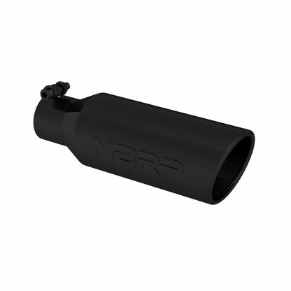 MBRP Tip. 4in. O.D.. Angled Rolled End. 2.5in. inlet. 12in. in length. BLK T5150BLK