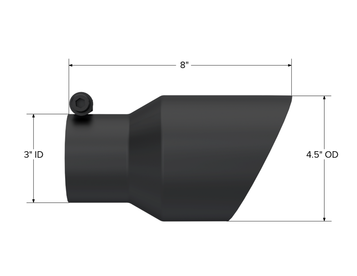 MBRP Tip. 4.5in OD. 3in Inlet. 7.7in Length. Angled. BLK T5151BLK