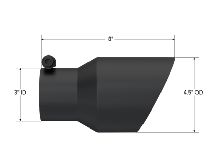 MBRP Tip. 4.5in OD. 3in Inlet. 7.7in Length. Angled. BLK T5151BLK
