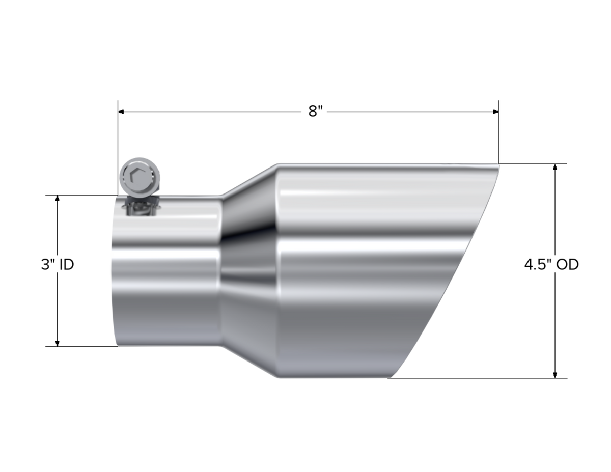 MBRP 3" ID. 4.5" OD. 8" Length. Dual Wall Angled. T304. T5151