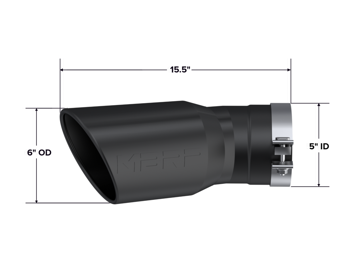 MBRP Tip. 6in OD. 5in Inlet. 15.5in Length. 30° Bend. BLK T5154BLK