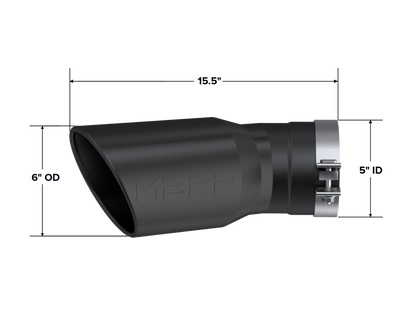 MBRP Tip. 6in OD. 5in Inlet. 15.5in Length. 30° Bend. BLK T5154BLK