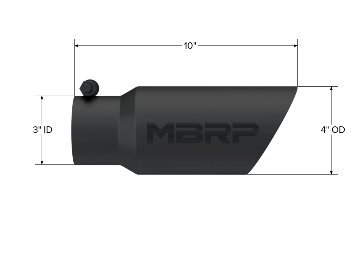 MBRP Tip. 4in. O.D.. Dual Wall Angled. 3in. inlet. 10in. length. BLK T5156BLK