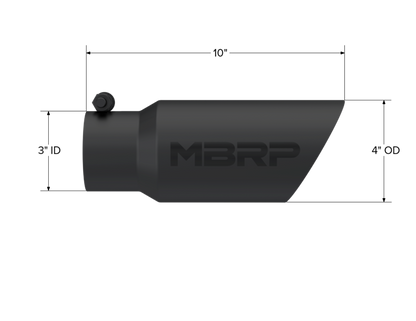 MBRP Tip. 4in. O.D.. Dual Wall Angled. 3in. inlet. 10in. length. BLK T5156BLK