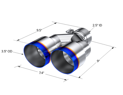 MBRP 2.5" Inlet Exhaust Tip. T304 Stainless Steel, Burnt End. T5170BE