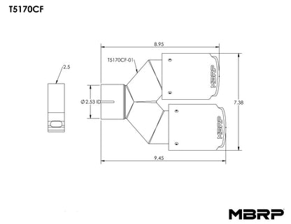 MBRP 2.5" Inlet Carbon Fiber Exhaust Tip. T5170CF