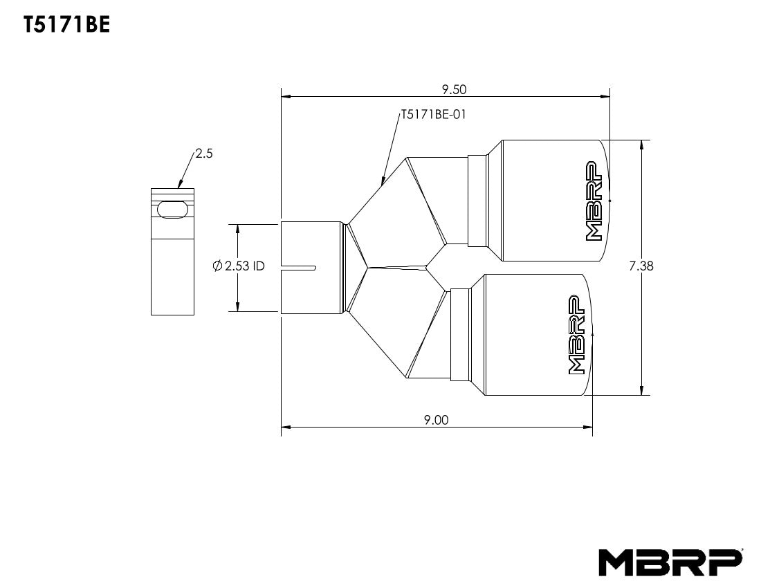 MBRP 2.5" Inlet Burnt End Exhaust Tip. T5171BE