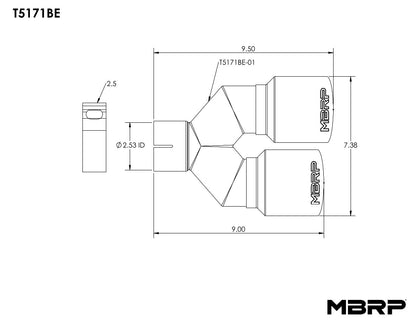 MBRP 2.5" Inlet Burnt End Exhaust Tip. T5171BE
