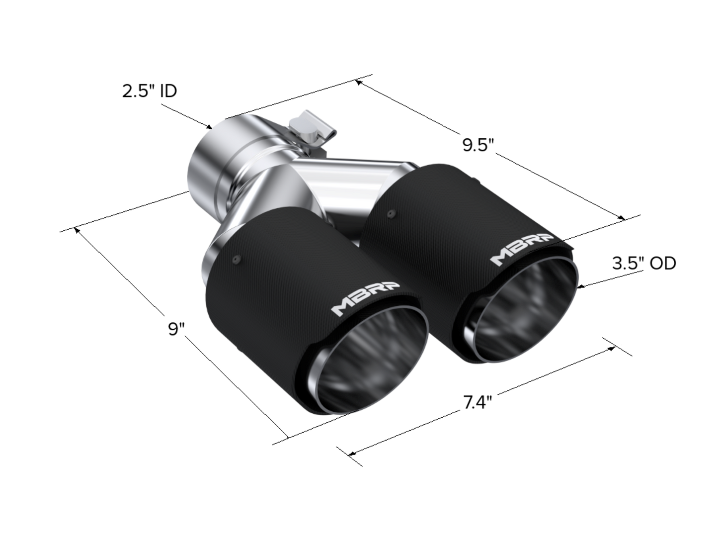 MBRP 2.5" Inlet Carbon Fiber Exhaust Tip. T5171CF
