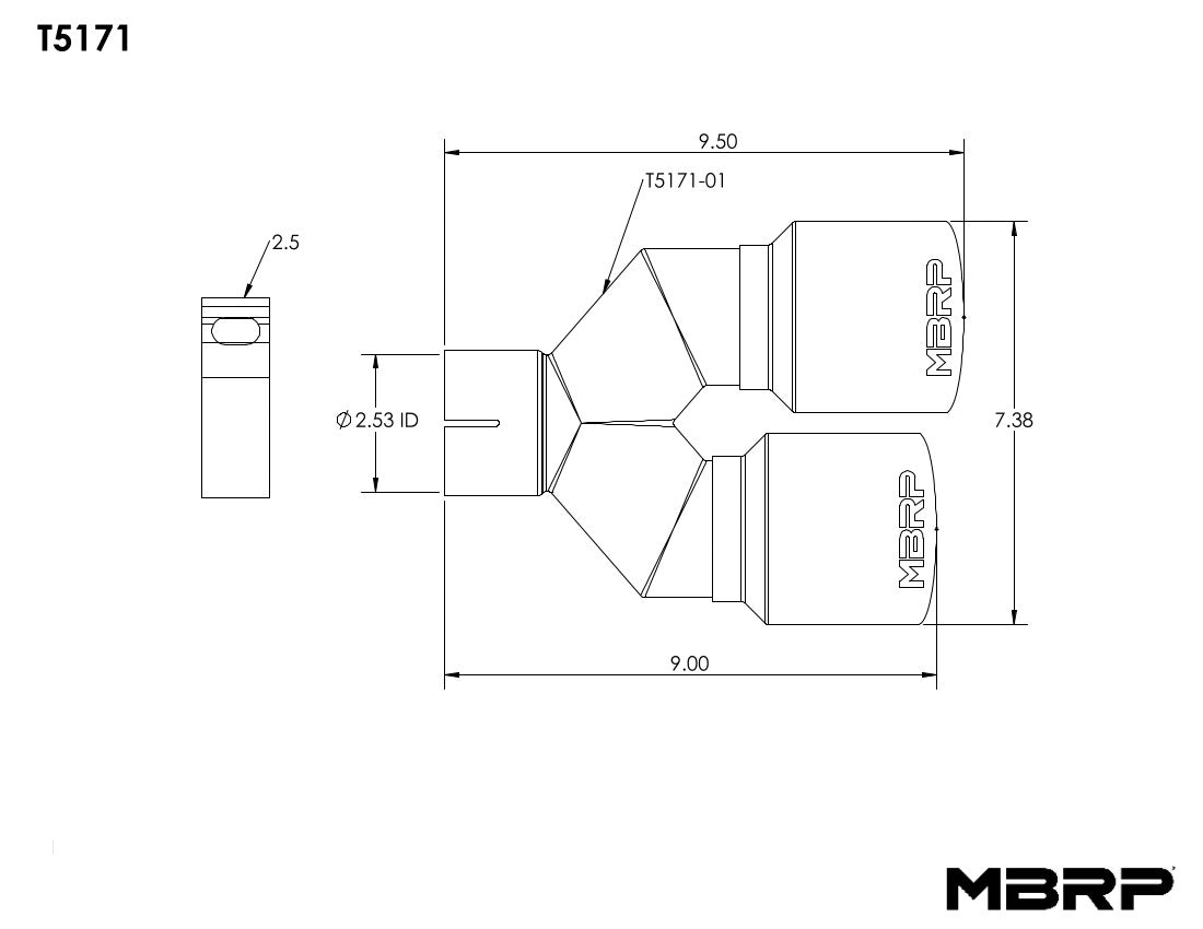 MBRP 2.5" Inlet Exhaust Tip. T304 Stainless. T5171
