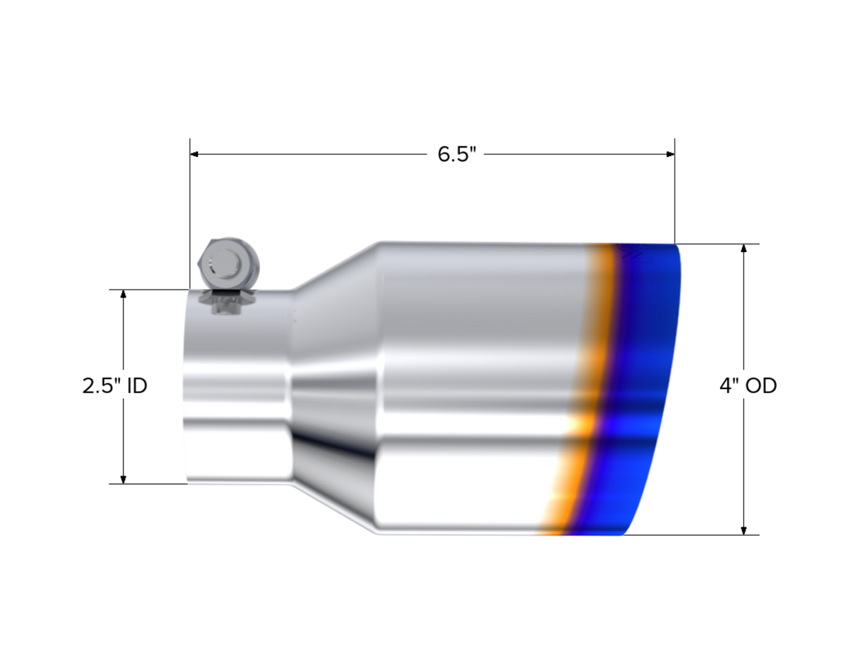 MBRP 2.5" Inlet Exhaust Tip. T304 Stainless Steel, Burnt End. T5176BE
