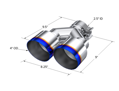MBRP 2.5" Inlet Exhaust Tip. T304 Stainless Steel, Burnt End. T5177BE