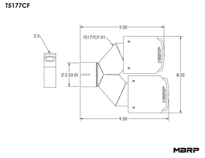 MBRP 2.5" Inlet. 4.0" OD Dual Out. Carbon Fiber Exhaust Tip. T5177CF