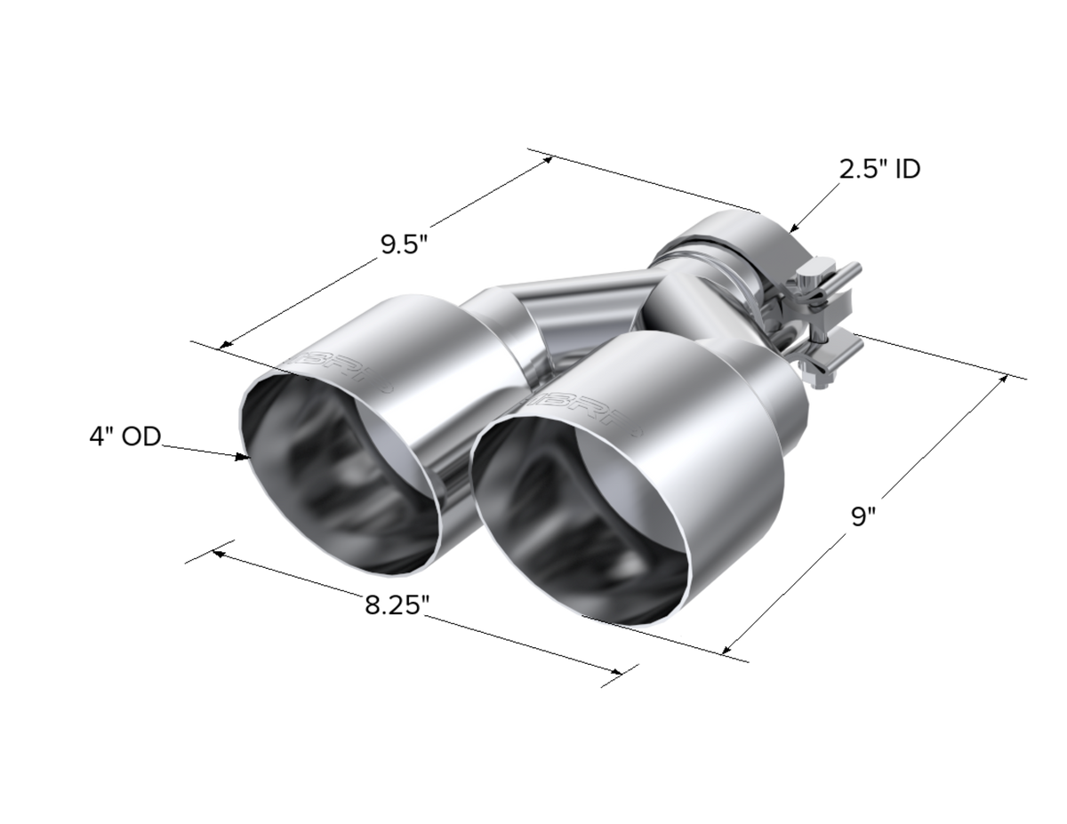 MBRP 2.5" Inlet. 4.0" OD Dual Out. T304 Stainless Steel. T5177