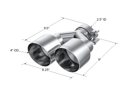 MBRP 2.5" Inlet. 4.0" OD Dual Out. T304 Stainless Steel. T5177