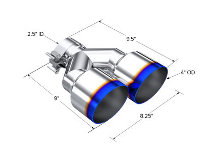 MBRP 2.5" Inlet Exhaust Tip. T304 Stainless Steel, Burnt End. T5178BE