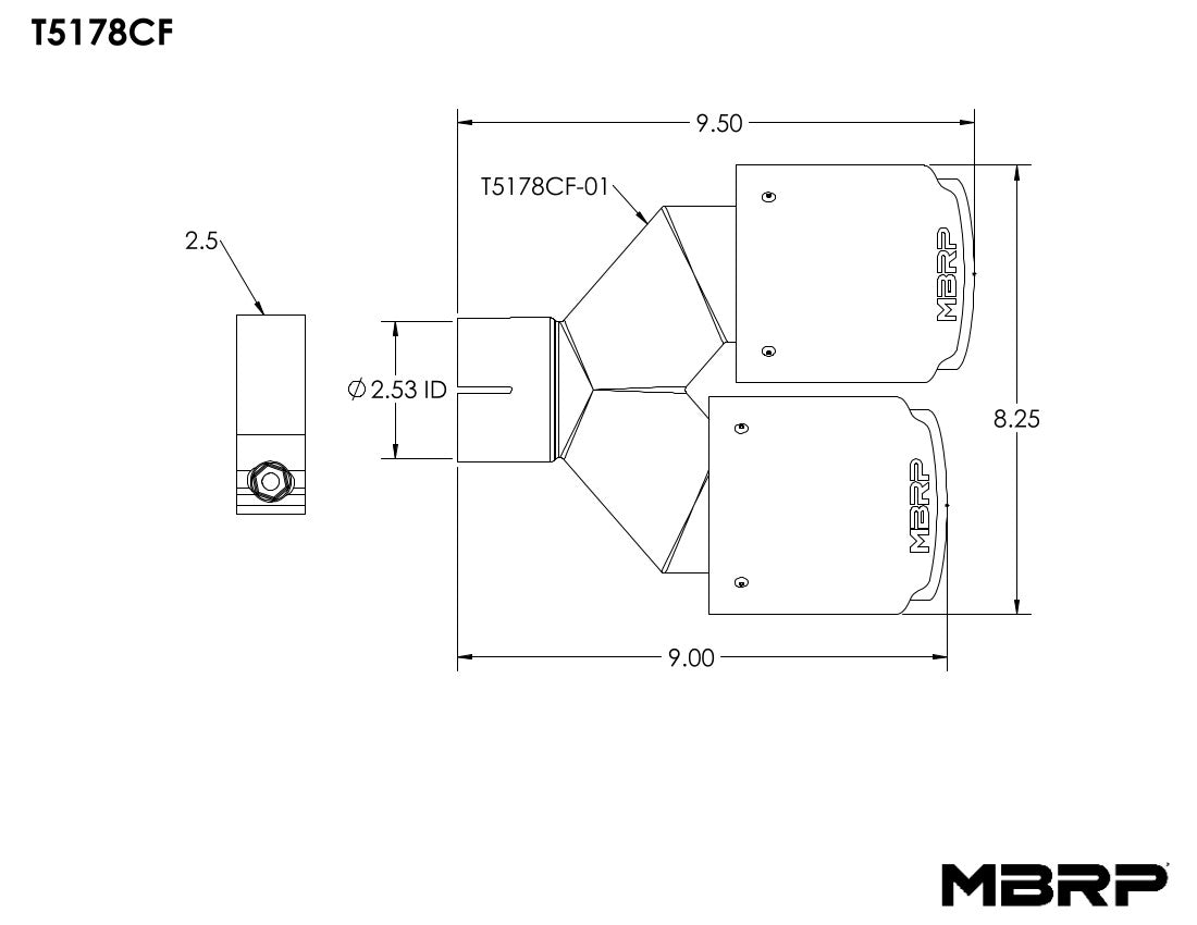 MBRP 2.5" Inlet Carbon Fiber Tip. T5178CF
