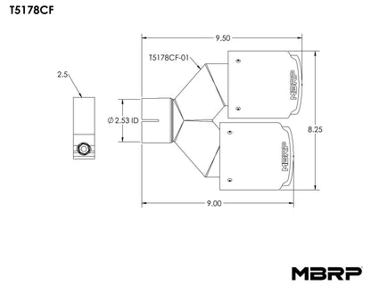 MBRP 2.5" Inlet Carbon Fiber Tip. T5178CF