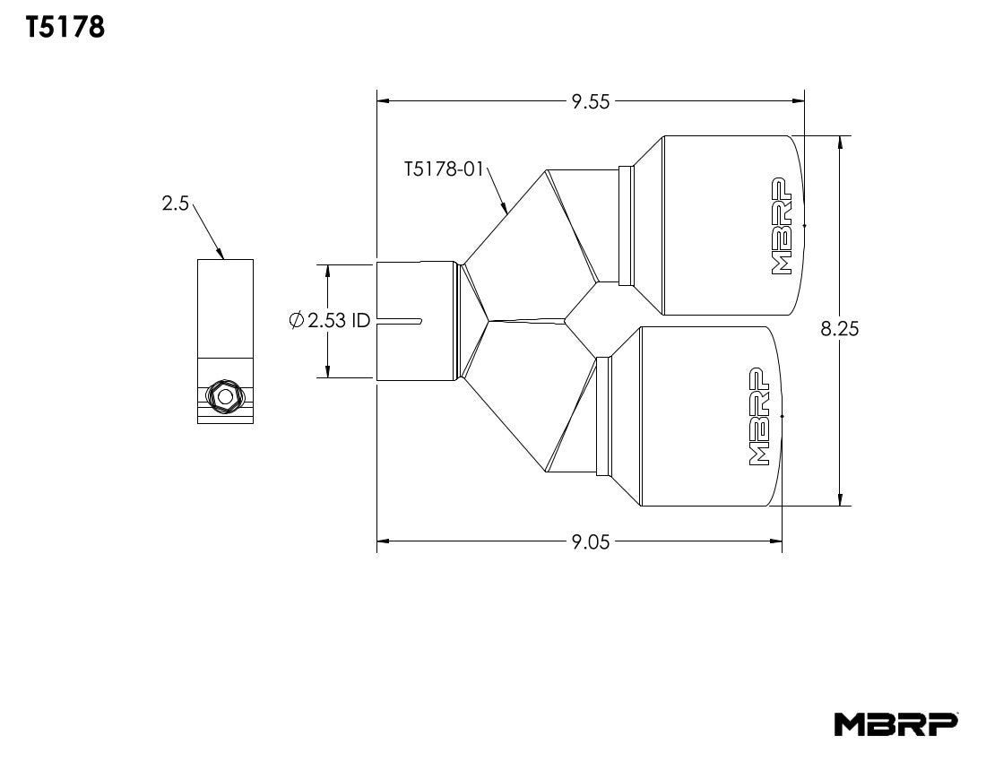 MBRP 2.5" Inlet Exhaust Tip. T304 Stainless Steel. T5178