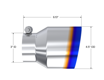 MBRP 3" Inlet Exhaust Tip. T304 Stainless Steel, Burnt End T5180BE