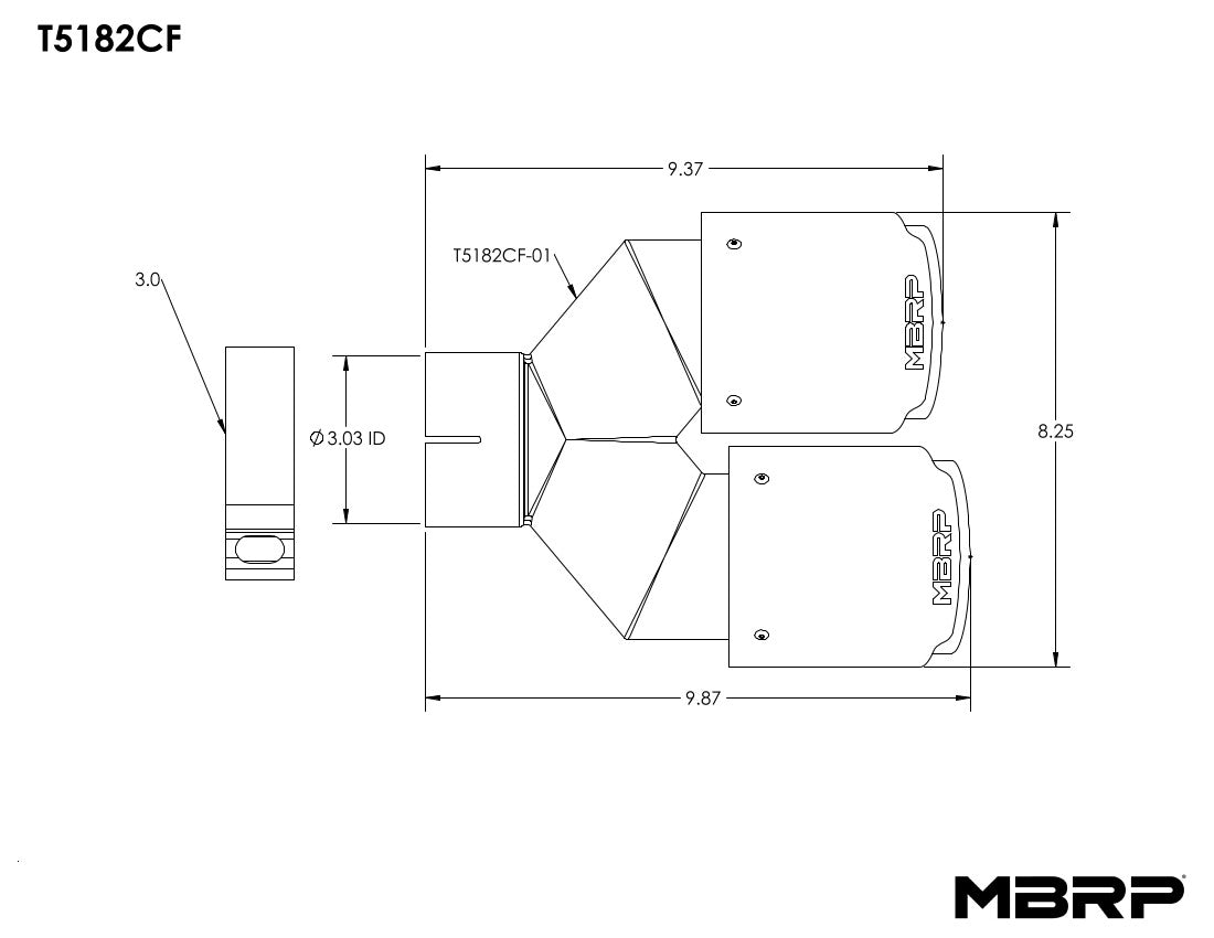 MBRP Tip. 4in. O.D Out. 3in. ID. Dual Wall. CF T304 T5182CF