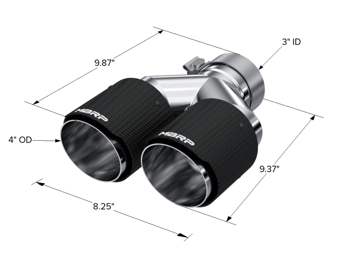 MBRP Tip. 4in. O.D Out. 3in. ID. Dual Wall. CF T304 T5182CF