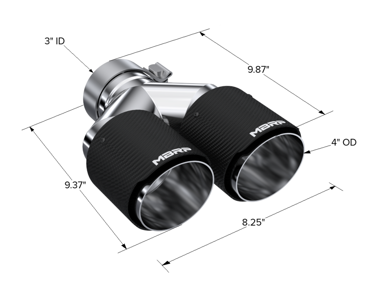 MBRP Tip. 4in. O.D Out. 3in. ID. Dual Wall. CF T304 T5183CF