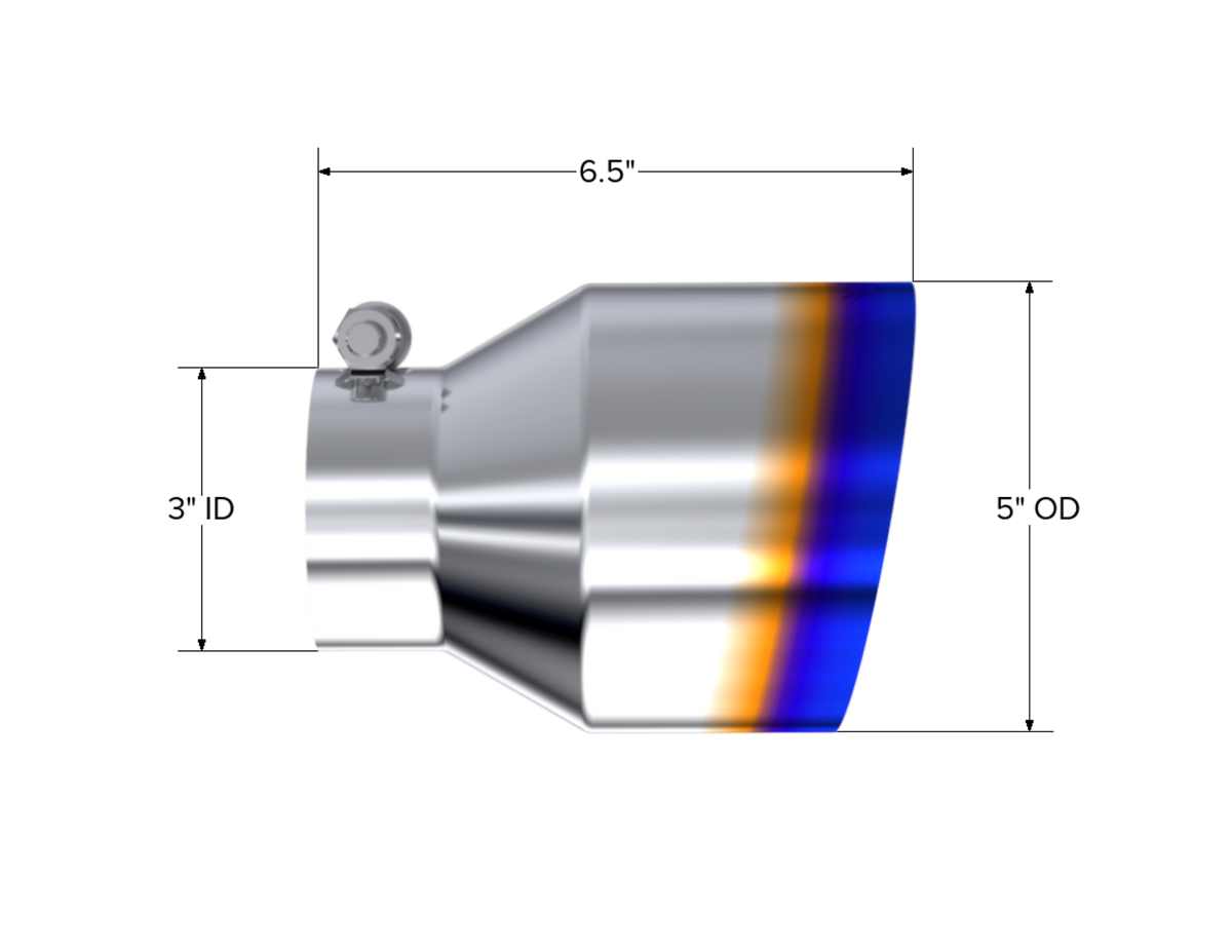 MBRP 3in. Inlet Exhaust Tip. T304 Stainless Steel, Burnt End T5184BE
