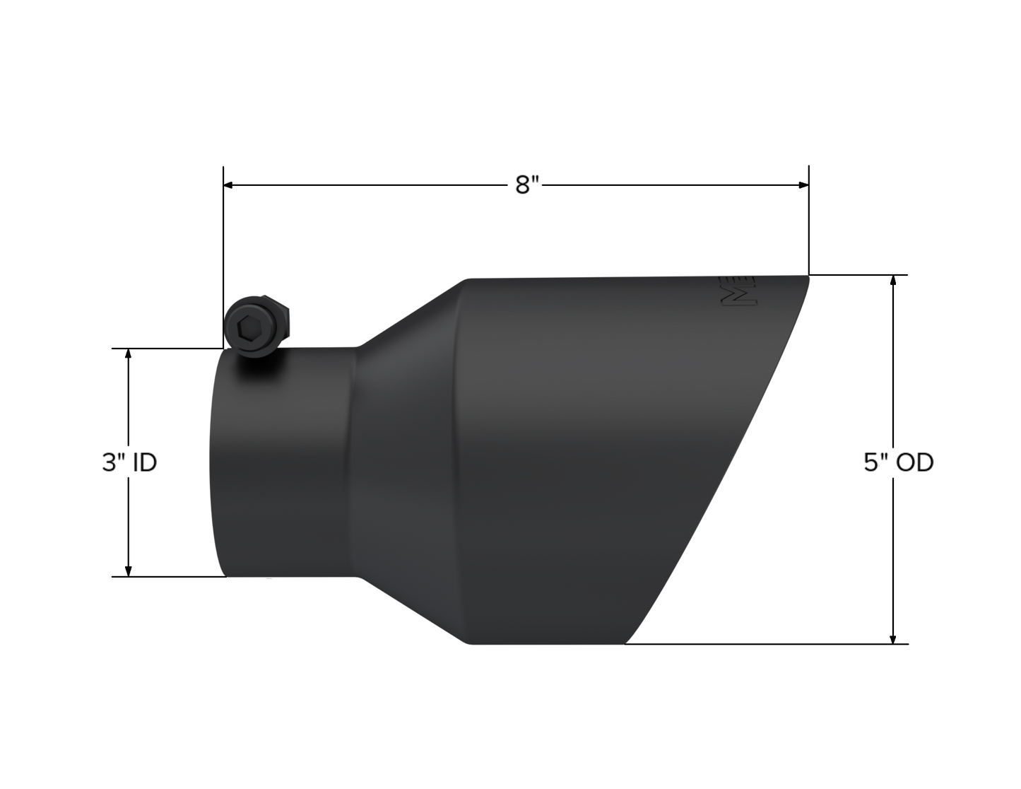 MBRP Tip 5in OD Out, 3in. ID, 8in Length, Dual Wall T304. T5187BLK