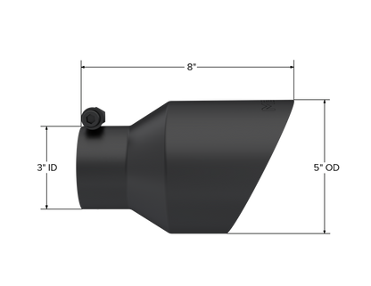 MBRP Tip 5in OD Out, 3in. ID, 8in Length, Dual Wall T304. T5187BLK