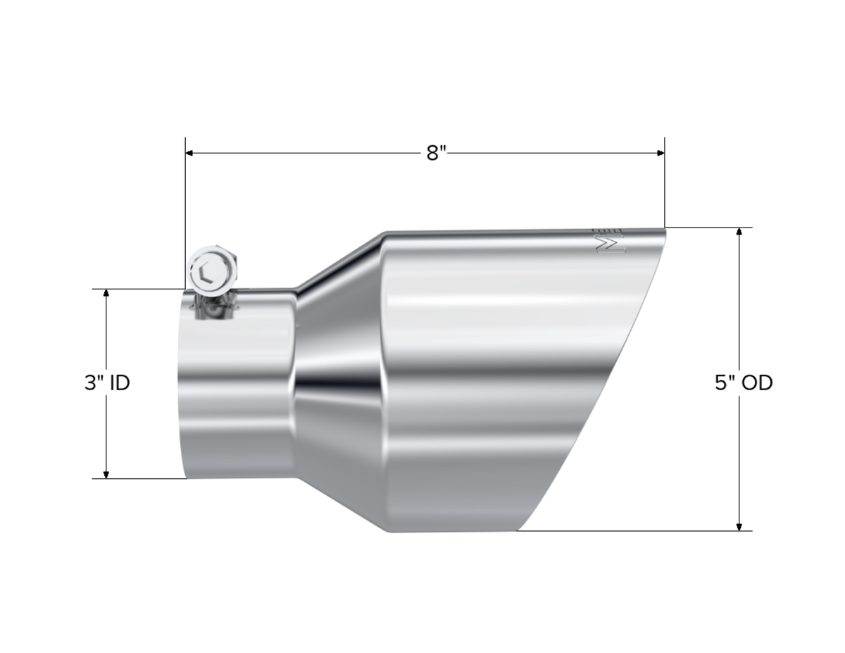 MBRP Tip. 5in. OD Out. 3in. ID. 8in Length. Dual Wall. T304 T5187