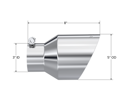 MBRP Tip. 5in. OD Out. 3in. ID. 8in Length. Dual Wall. T304 T5187