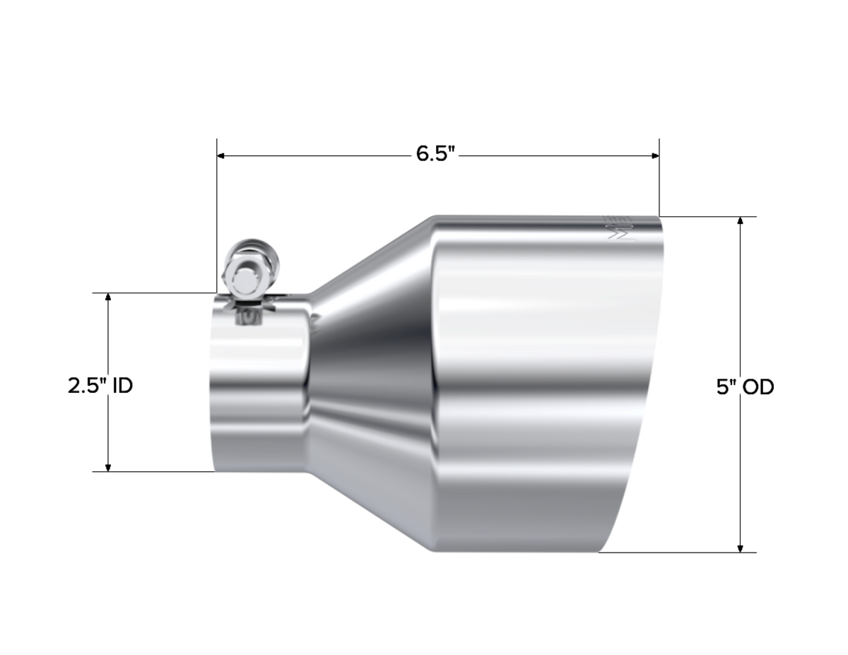 MBRP Tip. 5in. OD Out. 2.5in. ID. 6.5in Length. Single Wall. T304 T5190