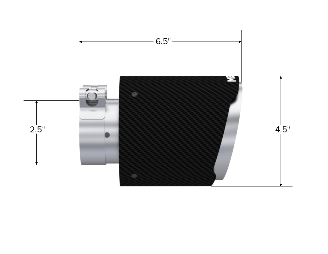 MBRP Tip. 4.5in. OD Out. 2.5in. ID. 6.5in Length. Dual Wall. CF T304 T5191CF