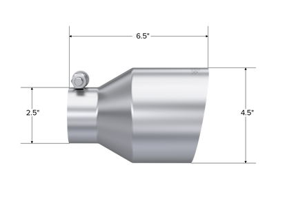 MBRP Tip. 4.5in. OD Out. 2.5in. ID. 6.5in Length. Single Wall. T304 T5191