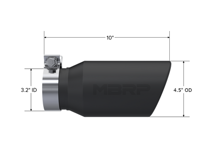 MBRP 4.5in. OD. 3.2in. inlet. 10in. in length. BLK. T5196BLK